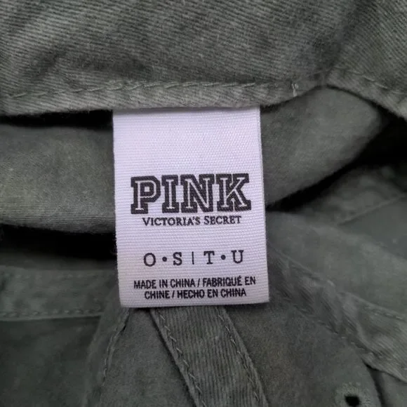 PINK Victoria's Secret Slideback Hat Green One Size Adjustable 6 Panel Cotton - Picture 8 of 9